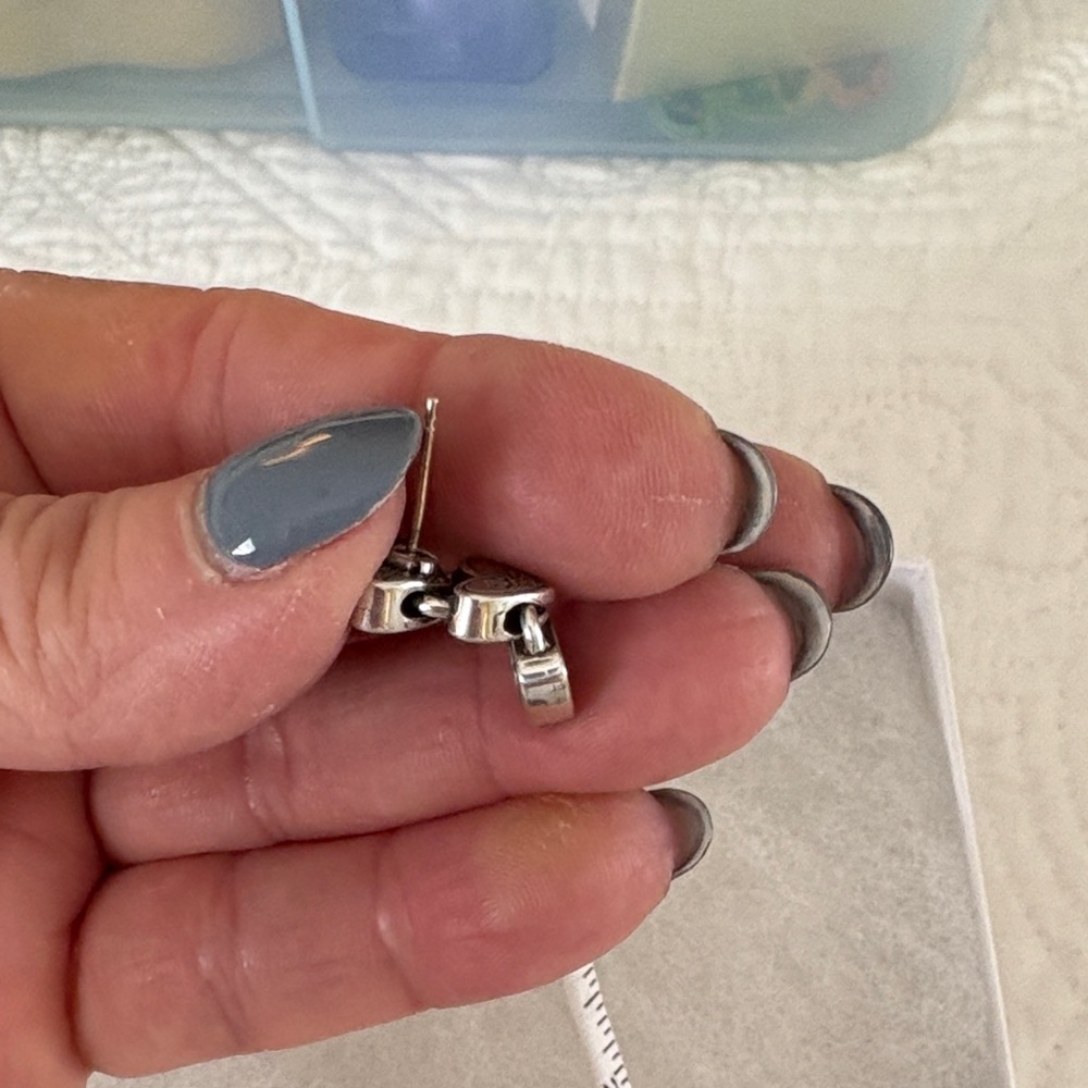 Brighton Silver Heart Stack Drop Earrings - image 3